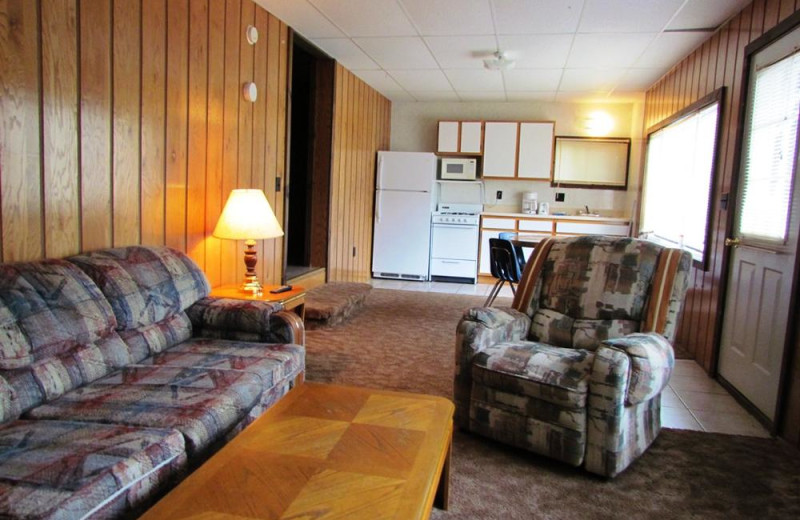 Cabin living room at The Depe Dene Resort.