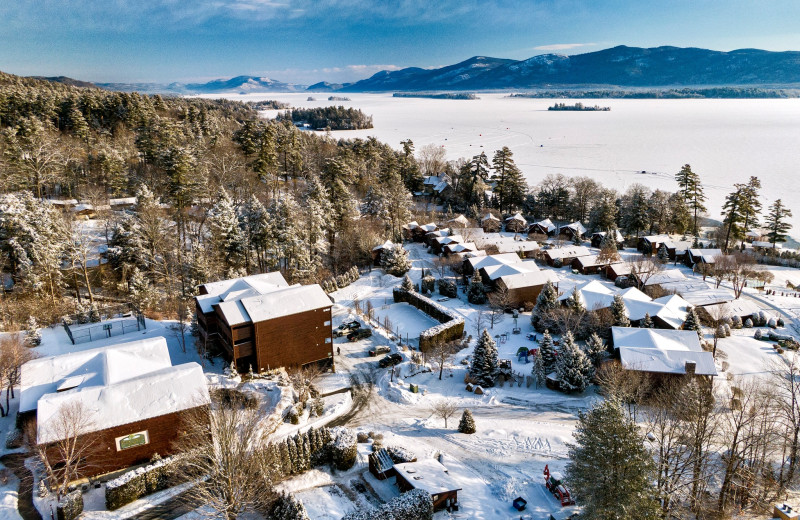 Exterior view of The Lodges at Cresthaven on Lake George.