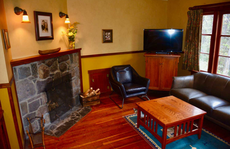 Cabin living room at Johnston Canyon Lodge & Bungalows.