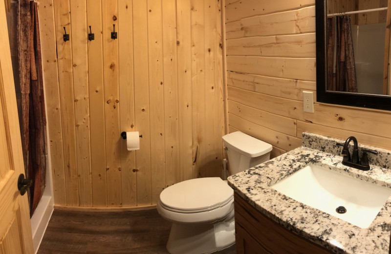 Cabin bathroom at Vacationland Resort.