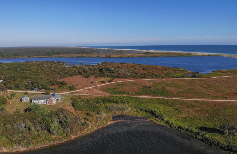 Aerial view of Sandpiper Rentals.