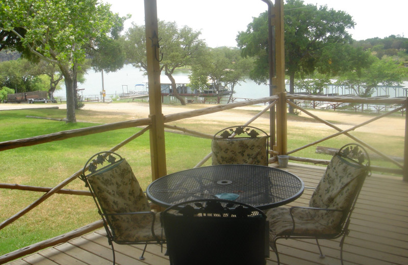 Cabin porch at Thunderbird Resort.