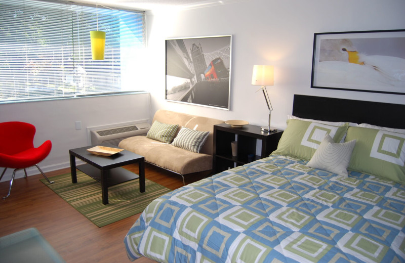 Guest bedroom at BCA Furnished Apartments.