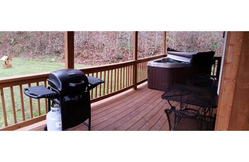 Cabin deck at Hocking Hills Backwoods Retreat.