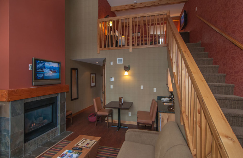 Guest room at The Fox Hotel & Suites in Banff.