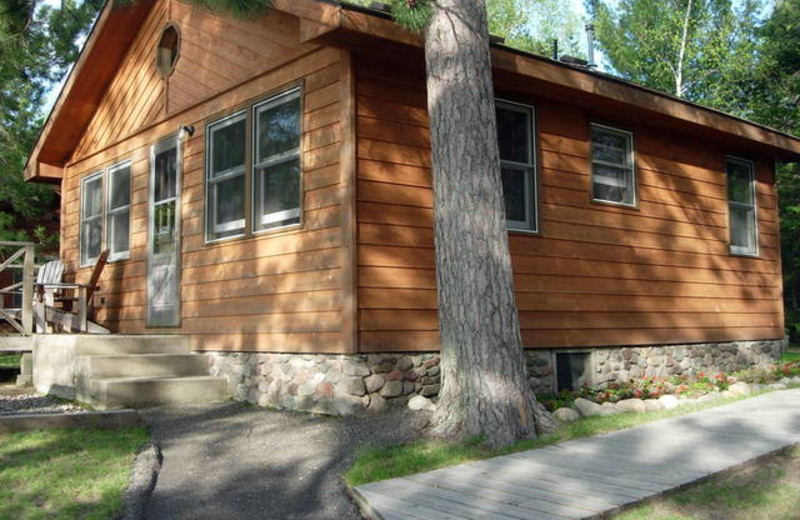 Cabin exterior at Black Pine Beach Resort.