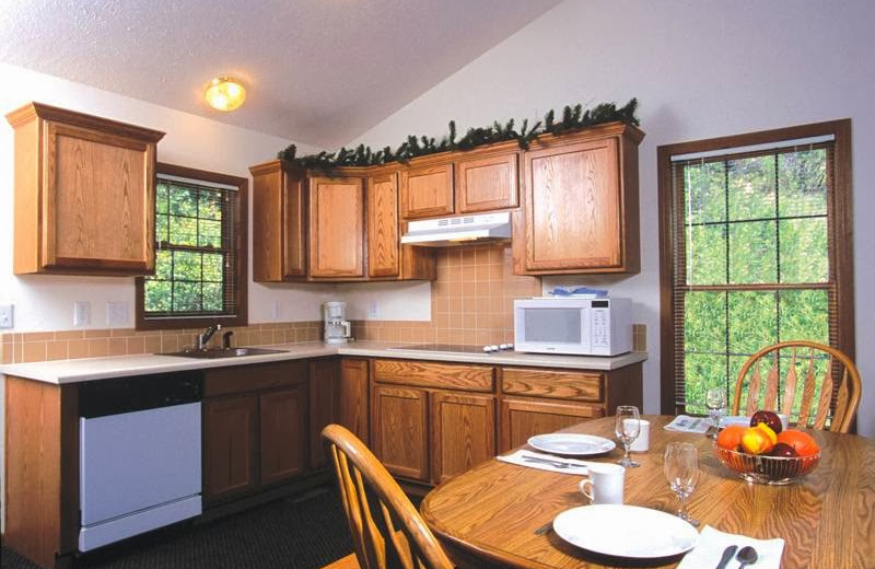 Guest kitchen at The Evergreens On Fall River.