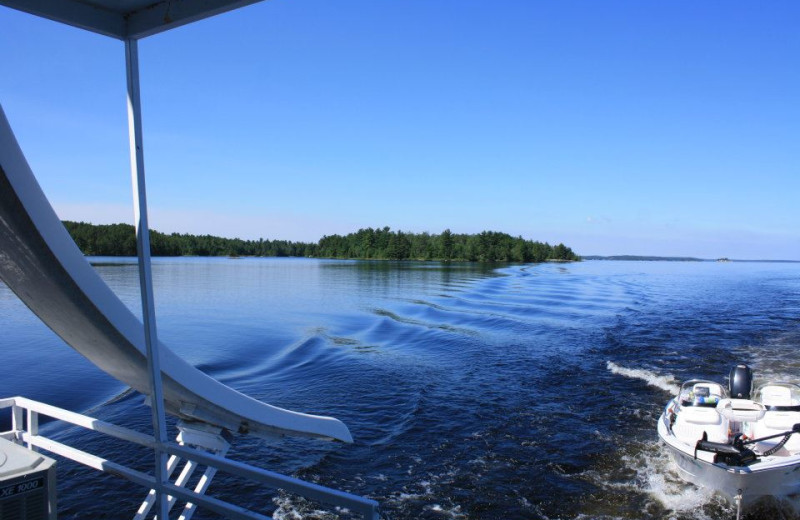 Houseboat water slide at Rainy Lake Houseboats.