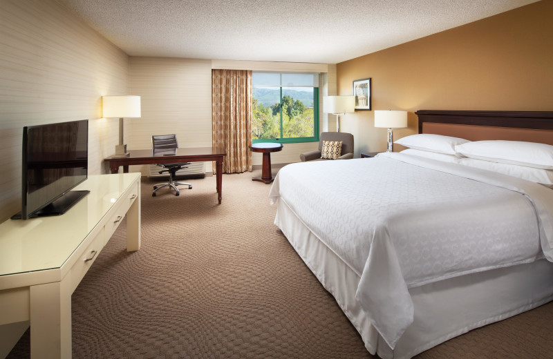 Guest room at Sheraton San Jose Hotel.