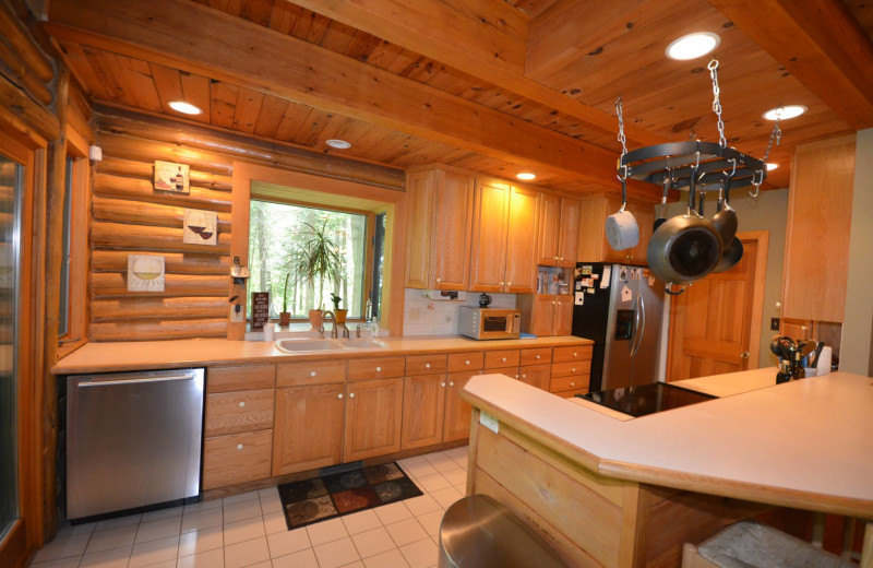 Rental kitchen at Visit Up North Vacation Rentals.