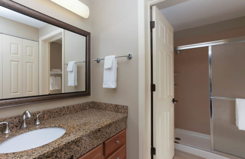 Guest bathroom at Staybridge Suites Naples-Gulf Coast.