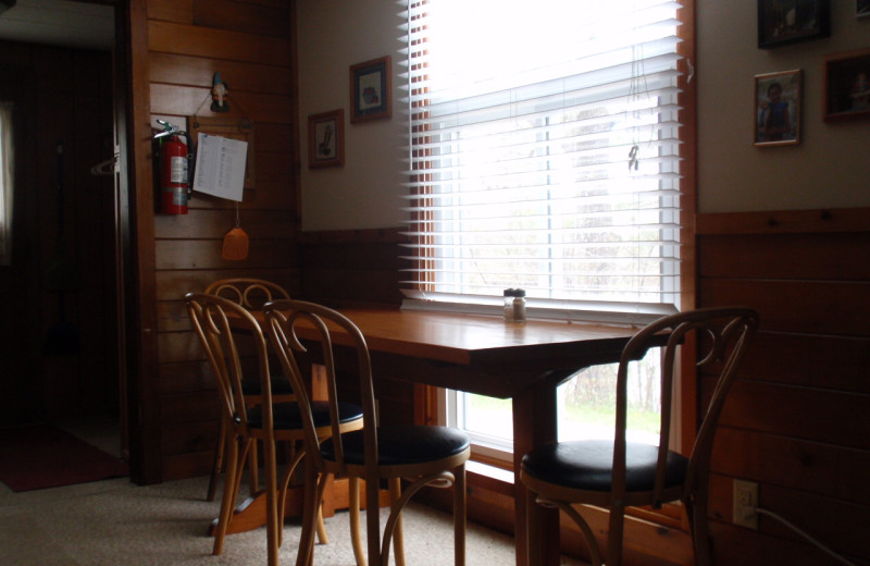 Cabin dining area at Golden Rule Resort.