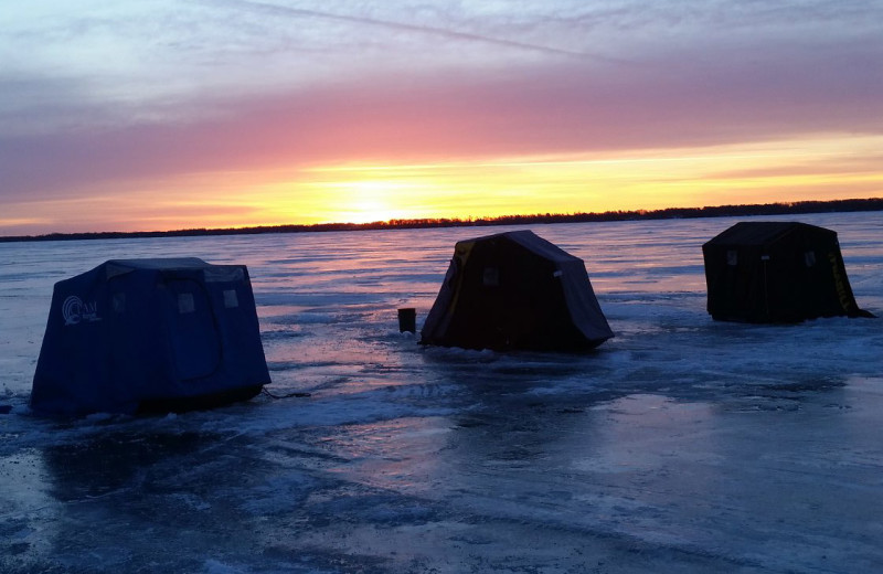 Ice fishing at Barky's Resort.