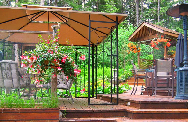 Outdoor patio at A Pearson's Pond Luxury Suites and Adventures.