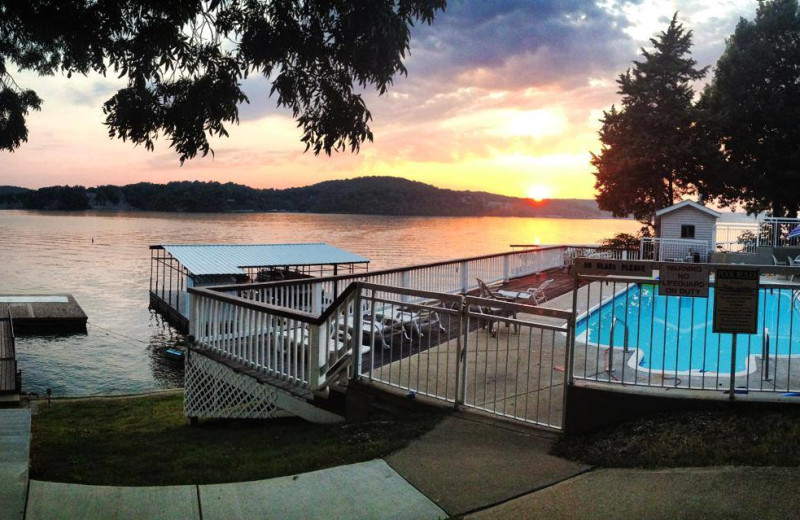 Pool and lake at Sunset Inn Resort.