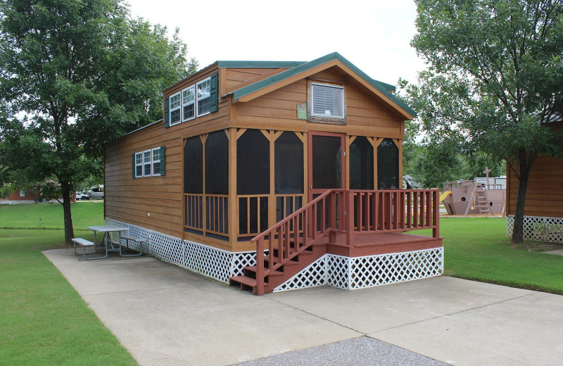 Cabin exterior at Yogi Bear's Jellystone Park Memphis.