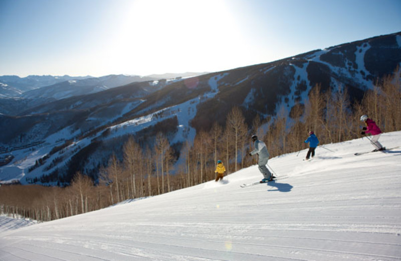 Family skiing at The Borders Lodge.