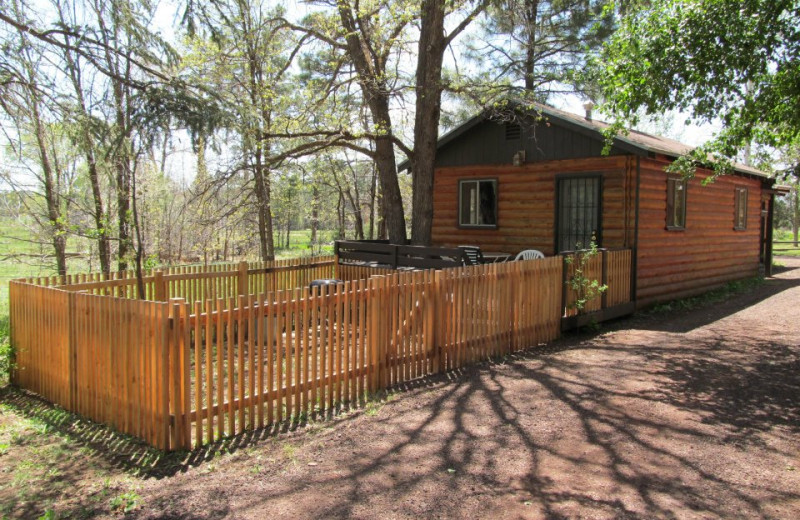 Cabin exterior at Lazy Oaks Resort.