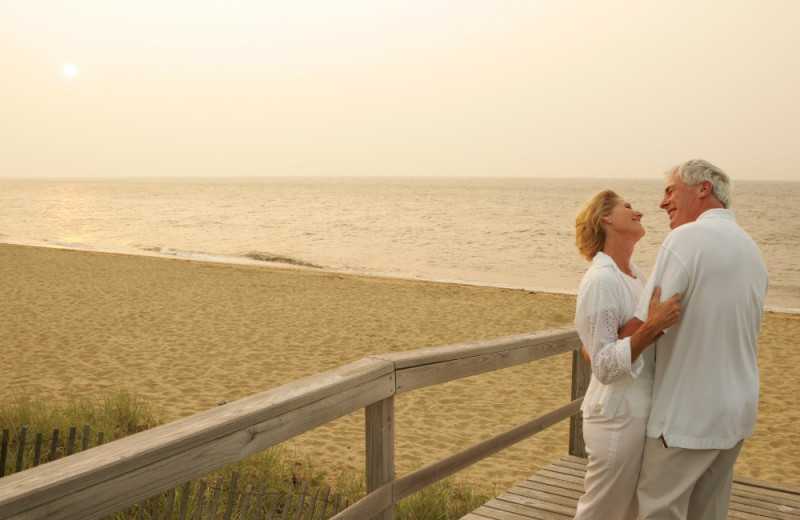 Couple on beach at New Seabury Resort.