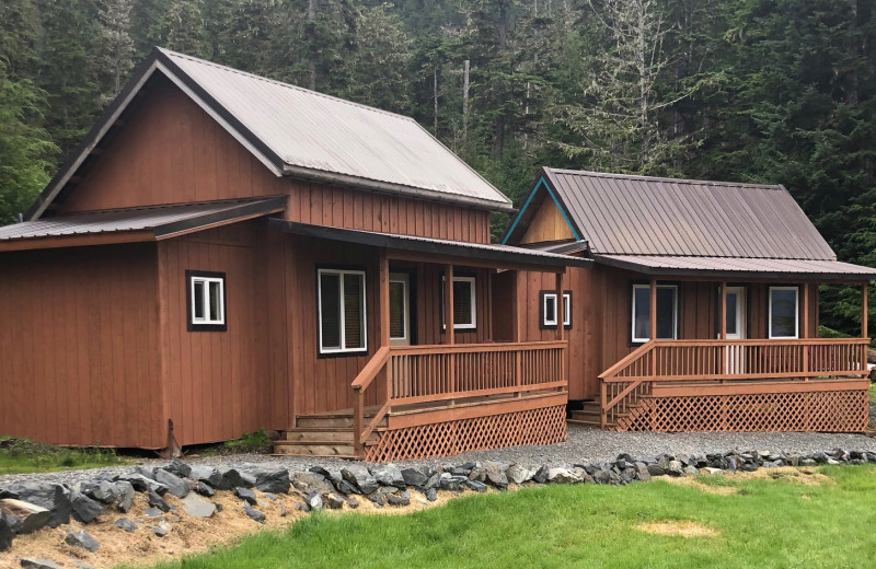 Cabin exterior at Alaska's Big Salmon Lodge.
