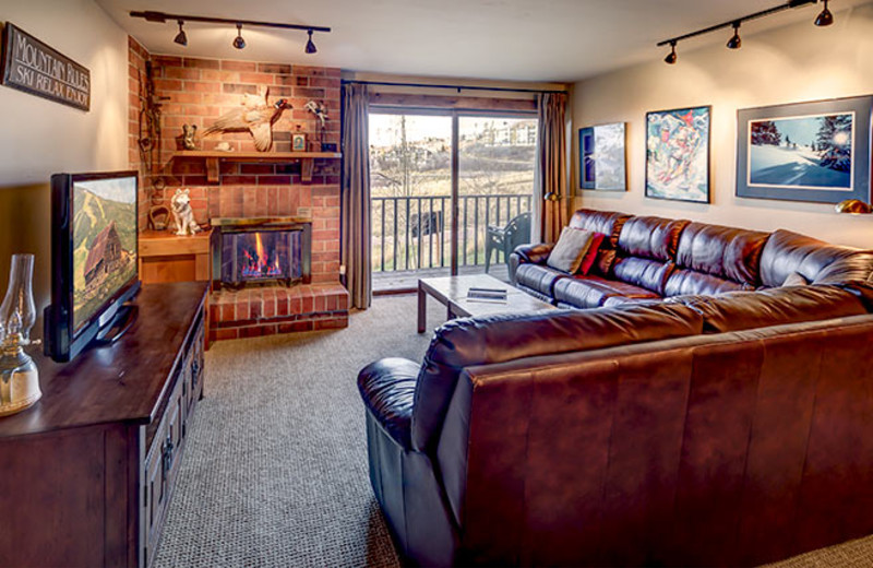 Rental living room at Bear Claw Condominiums.