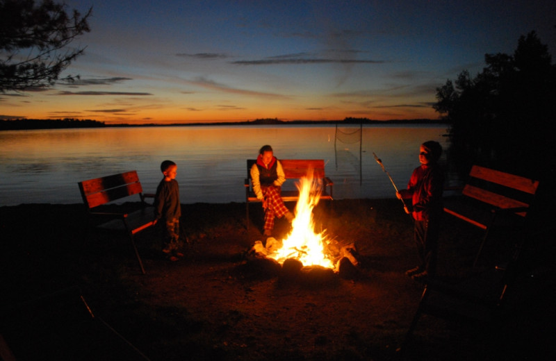 Camp fire at Birch Forest Lodge.