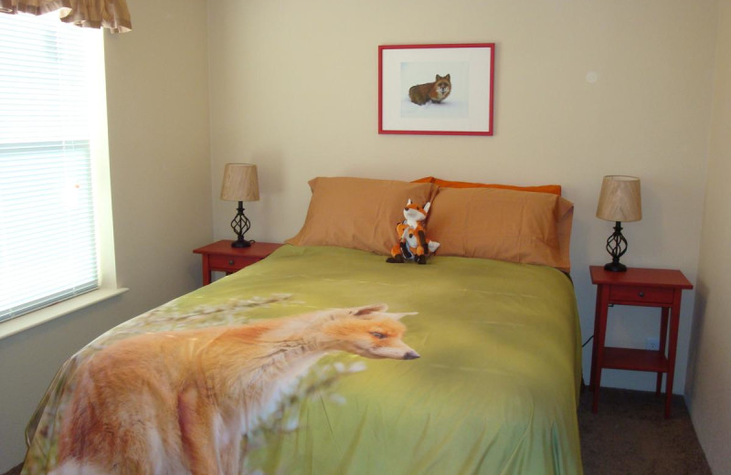 Cabin bedroom at Yellowstone Wildlife Cabins.