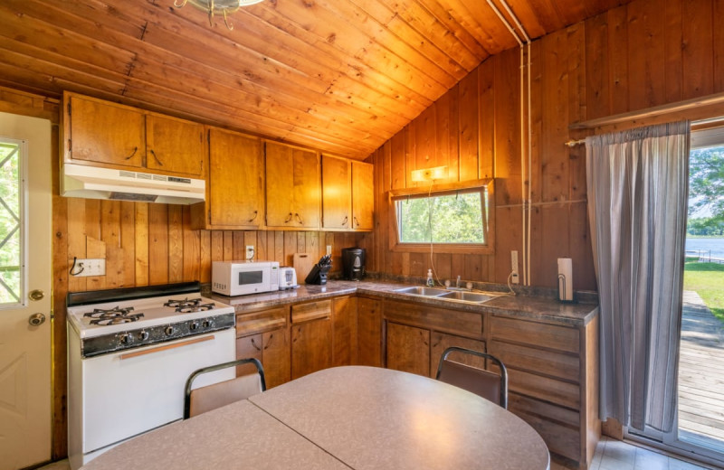 Cabin kitchen at Rising Eagle Resort.