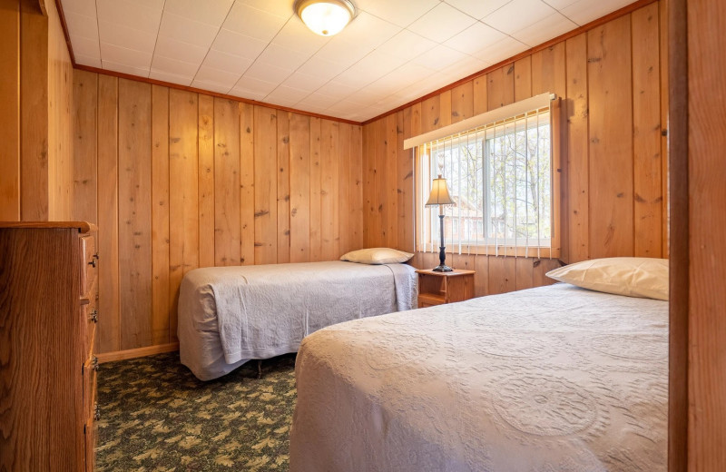 Cabin bedroom at Shady Grove Resort.