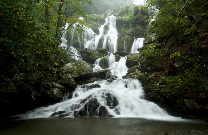 Waterfall at Yonder Luxury Vacation Rentals.