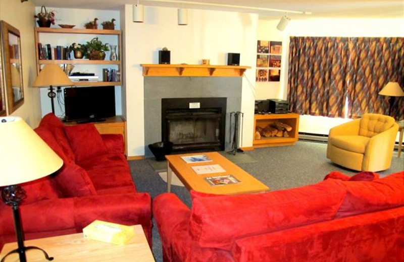 Fireplace living room at Highridge Condominiums.