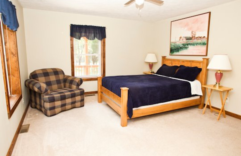 King bed at Willowbrook Cabins.