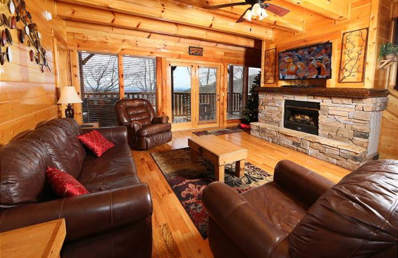 Cabin living room at Eden Crest Vacation Rentals, Inc. - Rising Eagle Lodge.