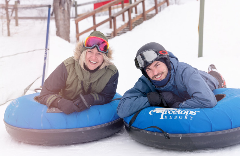 Snow tubing at Treetops Resort.