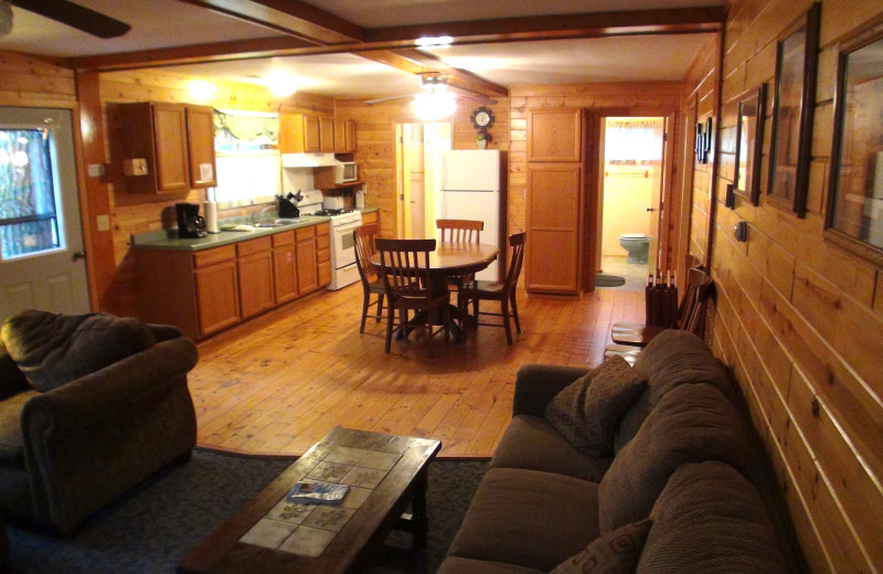 Cabin interior at Acorn Hill Resort.