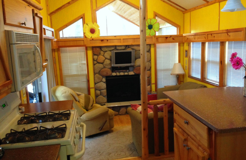 Cabin interior at Lakeside Cabins Resort.