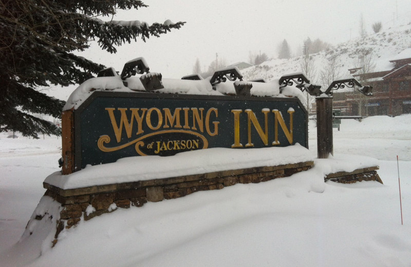 Winter sign at Wyoming Inn of Jackson Hole.