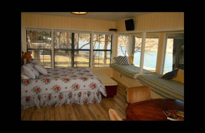 Cabin bedroom at Cool Water Cabin Rental - Lake LBJ.