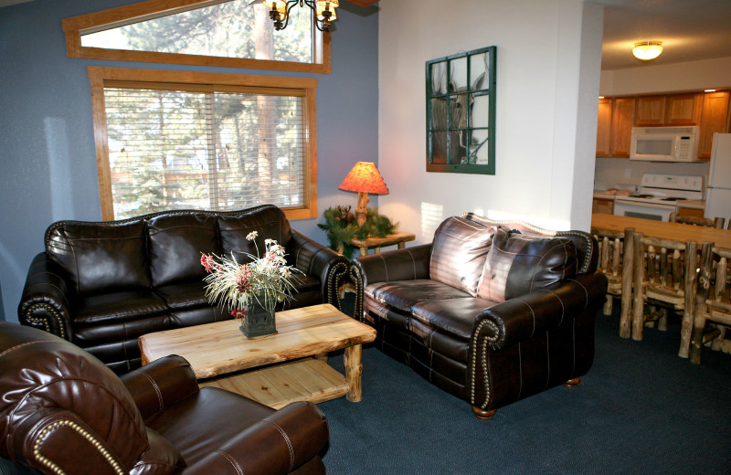 Chalet living room at Timber Creek Chalets.
