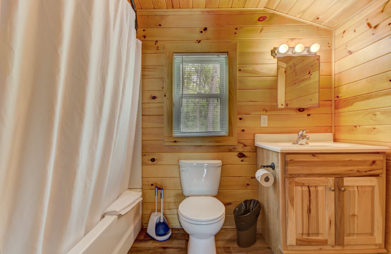 Cabin bathroom at Yogi Bear's Jellystone Park™ Camp-Resort in Gardiner, NY.