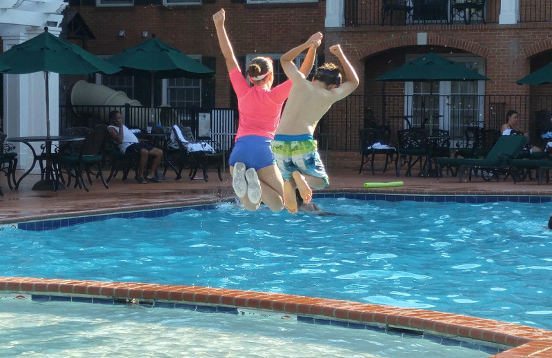 Kids jumping in pool at Westgate Historic Williamsburg Resort.