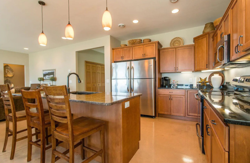 Rental kitchen at Lakes Area Rentals.