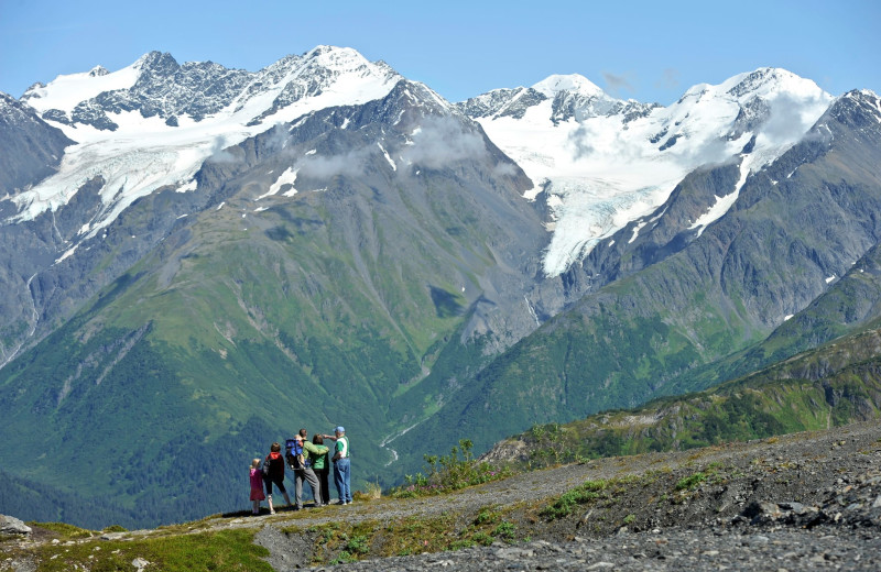 Hiking in the mountains at Alyeska Resort.