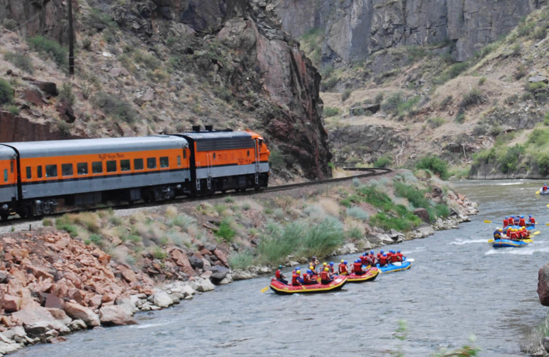 Train and rafting at Rocky Mountain Lodge & Cabins.