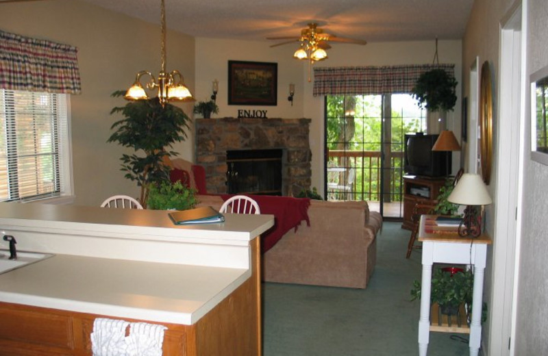 Condo living area at The Village At Indian Point.