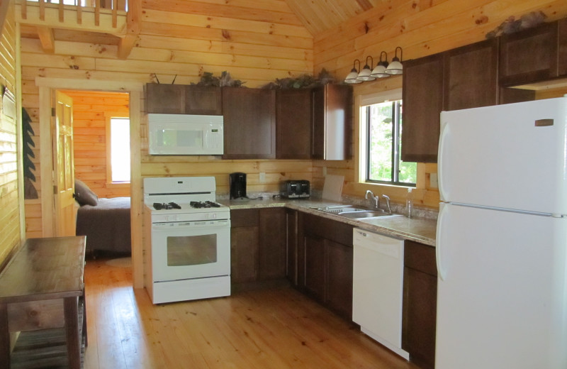 Cabin kitchen at Niemeyer's Rugged River Resort.