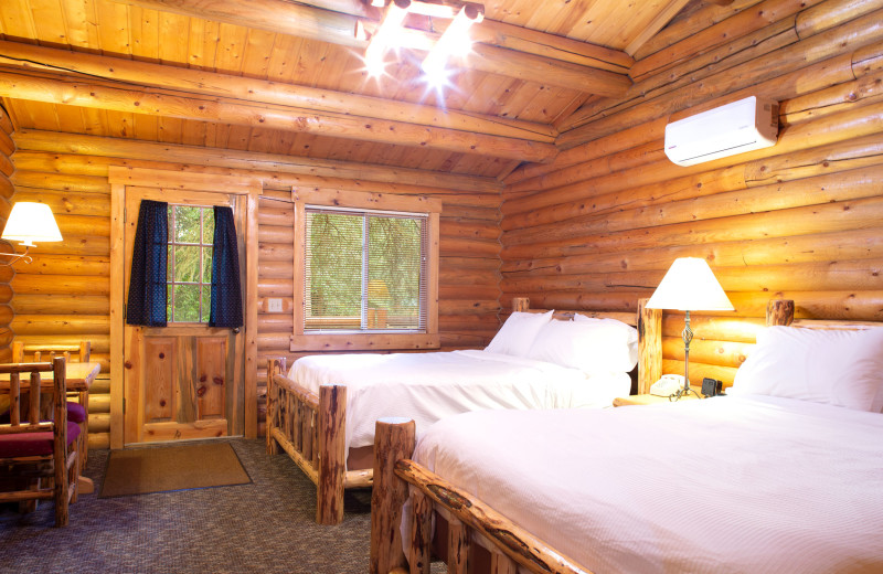 Cabin bedroom at North Forty Resort.