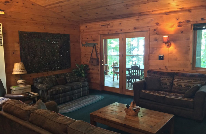 Cabin living room at Sandy Point Resort.