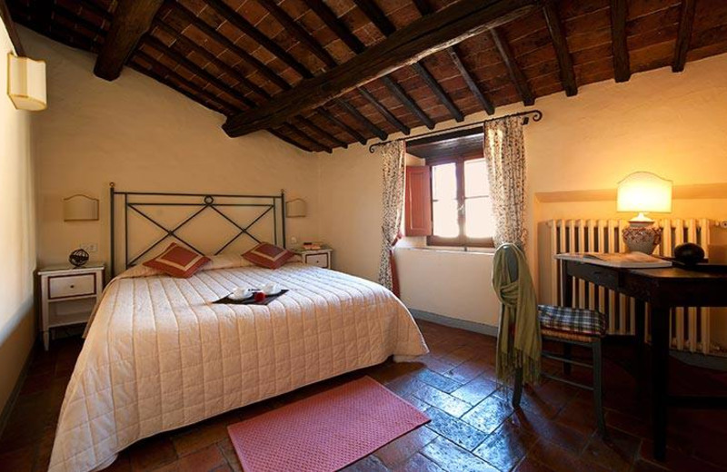 Guest room at Castello di Gargonza.