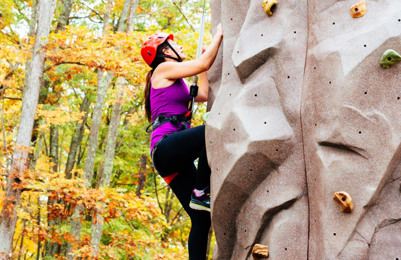 Climbing wall at Woodloch Resort.
